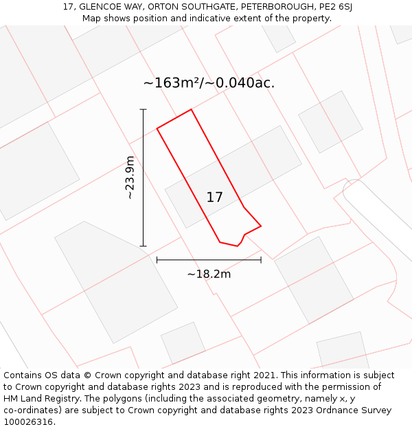 17, GLENCOE WAY, ORTON SOUTHGATE, PETERBOROUGH, PE2 6SJ: Plot and title map