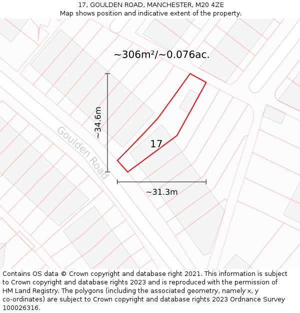 17, GOULDEN ROAD, MANCHESTER, M20 4ZE: Plot and title map