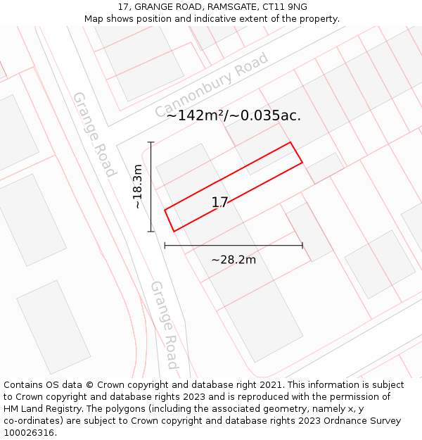 17, GRANGE ROAD, RAMSGATE, CT11 9NG: Plot and title map