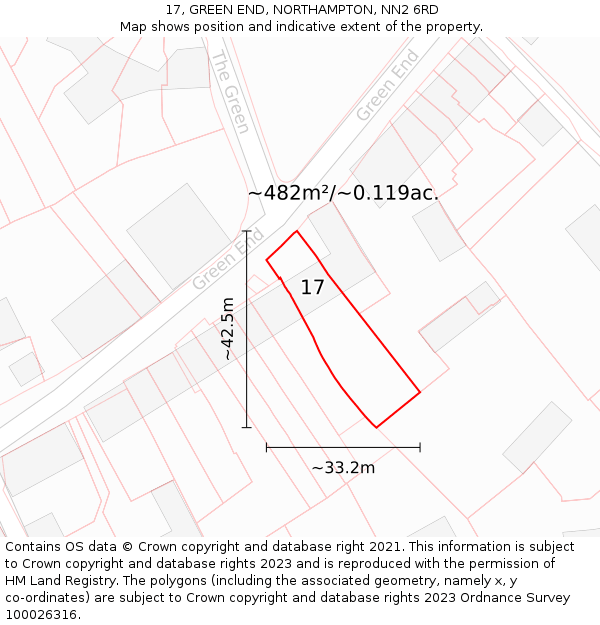 17, GREEN END, NORTHAMPTON, NN2 6RD: Plot and title map