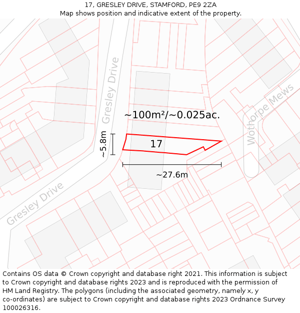 17, GRESLEY DRIVE, STAMFORD, PE9 2ZA: Plot and title map