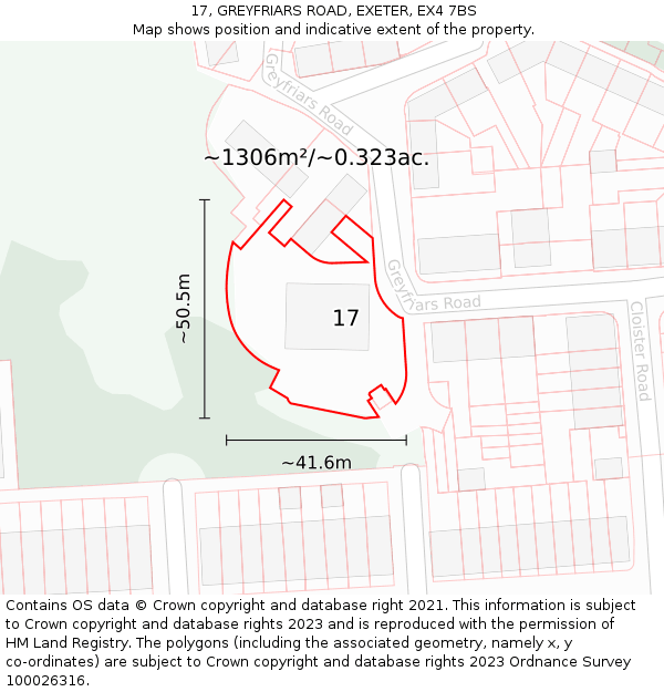 17, GREYFRIARS ROAD, EXETER, EX4 7BS: Plot and title map