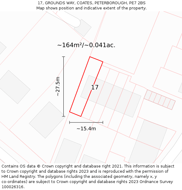 17, GROUNDS WAY, COATES, PETERBOROUGH, PE7 2BS: Plot and title map