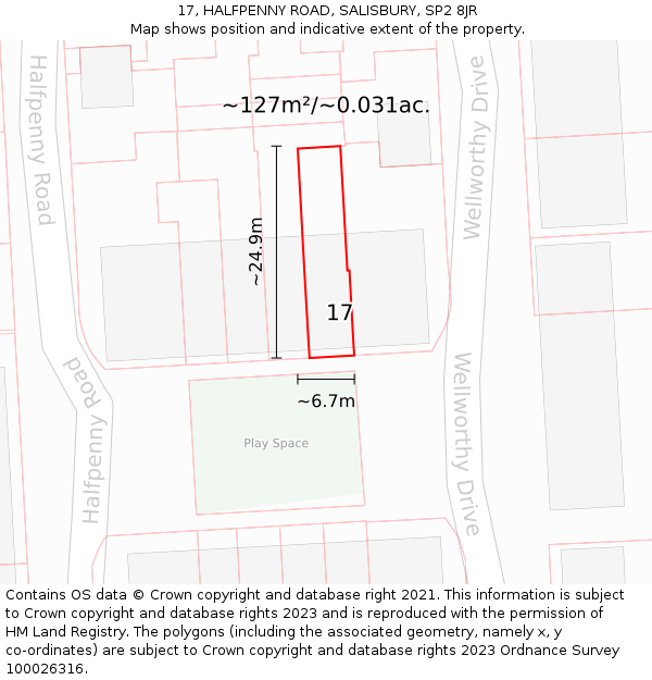 17, HALFPENNY ROAD, SALISBURY, SP2 8JR: Plot and title map