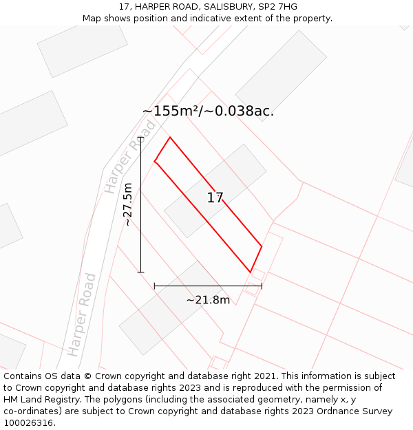 17, HARPER ROAD, SALISBURY, SP2 7HG: Plot and title map