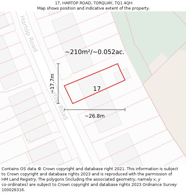 17, HARTOP ROAD, TORQUAY, TQ1 4QH: Plot and title map