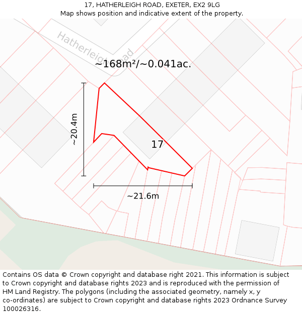 17, HATHERLEIGH ROAD, EXETER, EX2 9LG: Plot and title map