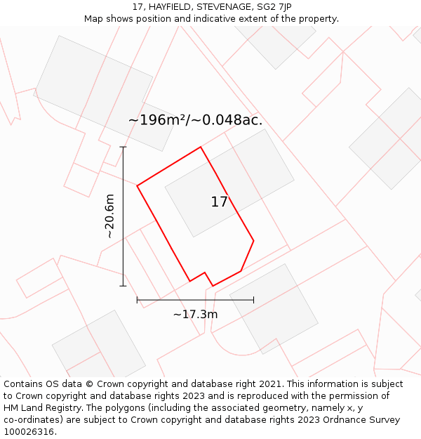 17, HAYFIELD, STEVENAGE, SG2 7JP: Plot and title map