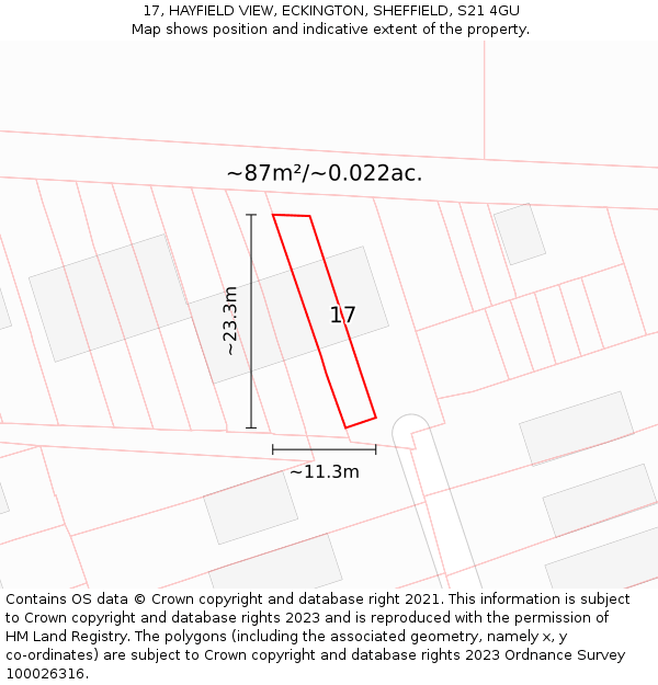 17, HAYFIELD VIEW, ECKINGTON, SHEFFIELD, S21 4GU: Plot and title map