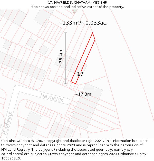 17, HAYFIELDS, CHATHAM, ME5 8HF: Plot and title map
