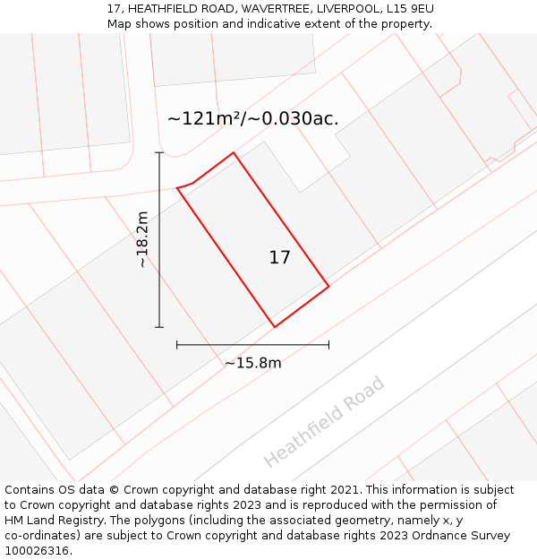 17, HEATHFIELD ROAD, WAVERTREE, LIVERPOOL, L15 9EU: Plot and title map