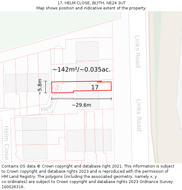 17, HELM CLOSE, BLYTH, NE24 3UT: Plot and title map