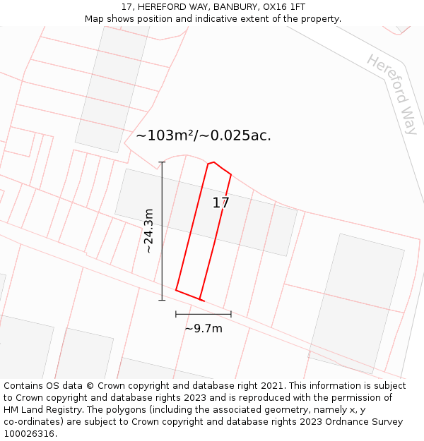 17, HEREFORD WAY, BANBURY, OX16 1FT: Plot and title map