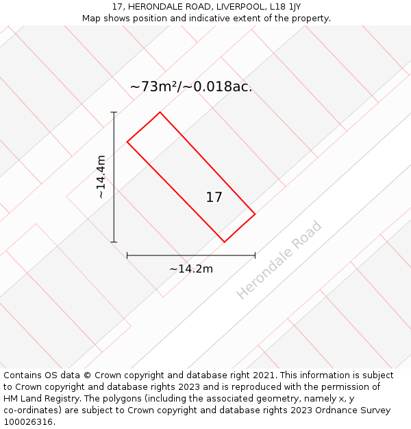 17, HERONDALE ROAD, LIVERPOOL, L18 1JY: Plot and title map