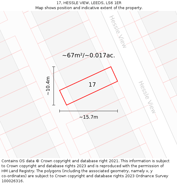 17, HESSLE VIEW, LEEDS, LS6 1ER: Plot and title map