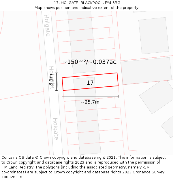 17, HOLGATE, BLACKPOOL, FY4 5BG: Plot and title map