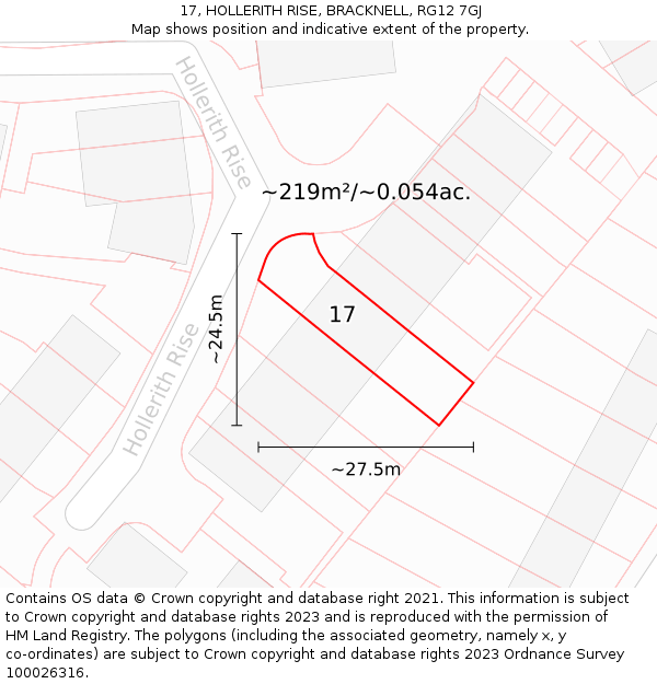 17, HOLLERITH RISE, BRACKNELL, RG12 7GJ: Plot and title map