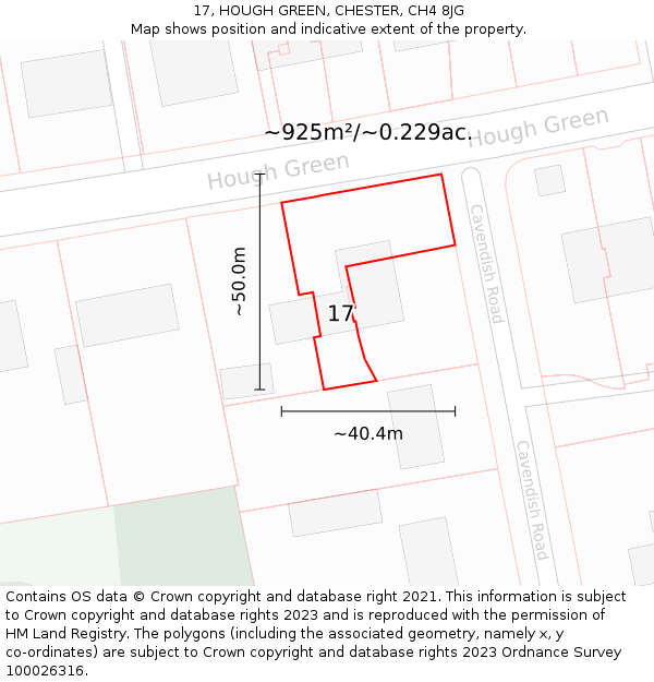 17, HOUGH GREEN, CHESTER, CH4 8JG: Plot and title map