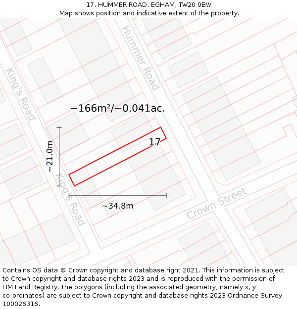 17, HUMMER ROAD, EGHAM, TW20 9BW: Plot and title map