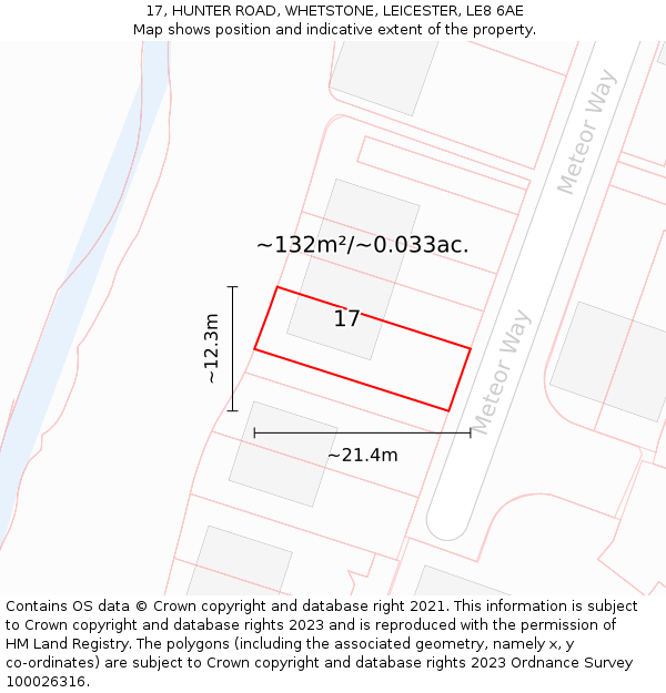 17, HUNTER ROAD, WHETSTONE, LEICESTER, LE8 6AE: Plot and title map