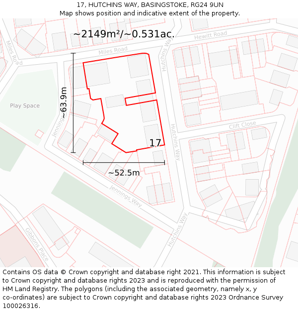 17, HUTCHINS WAY, BASINGSTOKE, RG24 9UN: Plot and title map