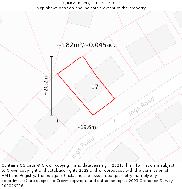 17, INGS ROAD, LEEDS, LS9 9BD: Plot and title map