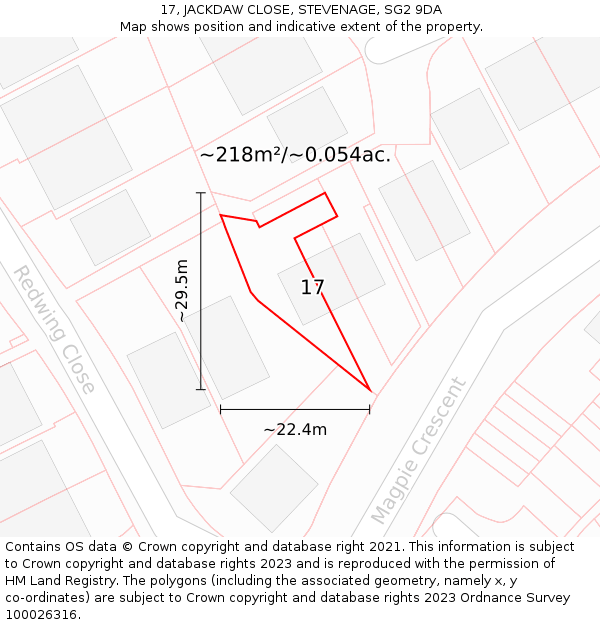 17, JACKDAW CLOSE, STEVENAGE, SG2 9DA: Plot and title map