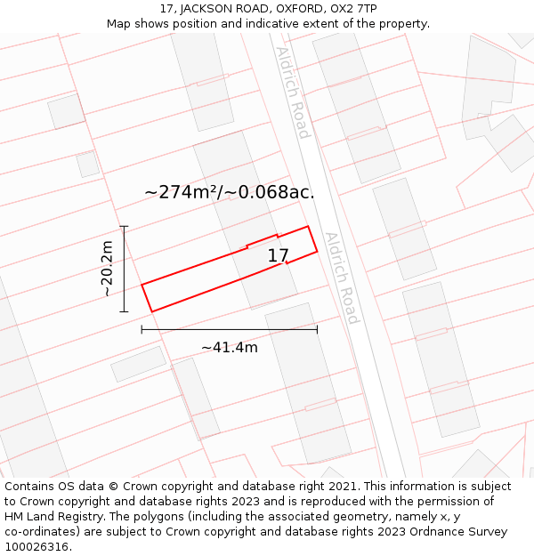 17, JACKSON ROAD, OXFORD, OX2 7TP: Plot and title map