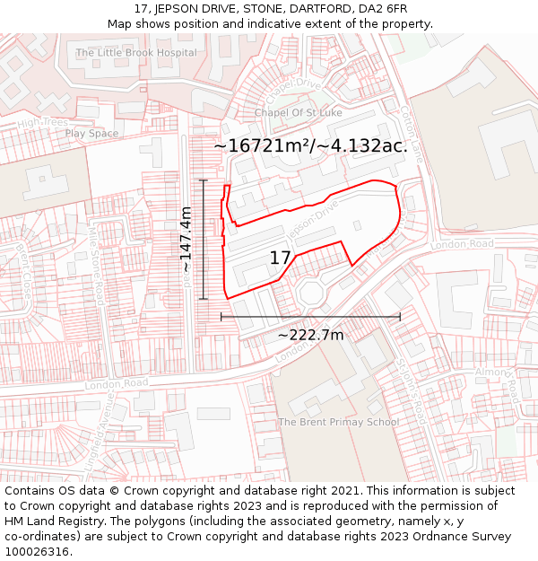 17, JEPSON DRIVE, STONE, DARTFORD, DA2 6FR: Plot and title map