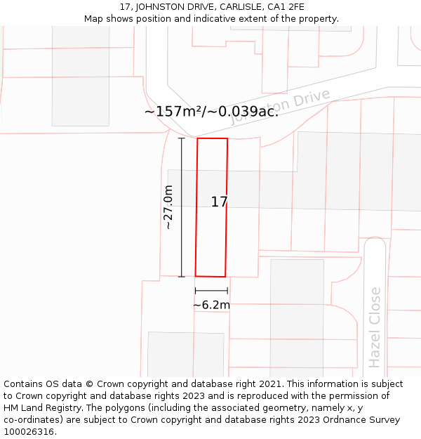 17, JOHNSTON DRIVE, CARLISLE, CA1 2FE: Plot and title map