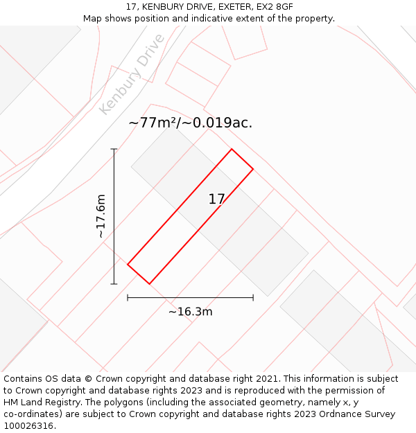 17, KENBURY DRIVE, EXETER, EX2 8GF: Plot and title map