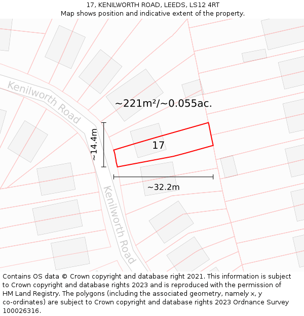 17, KENILWORTH ROAD, LEEDS, LS12 4RT: Plot and title map