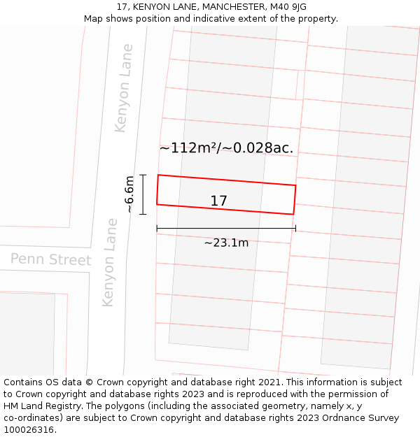 17, KENYON LANE, MANCHESTER, M40 9JG: Plot and title map