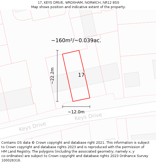 17, KEYS DRIVE, WROXHAM, NORWICH, NR12 8SS: Plot and title map