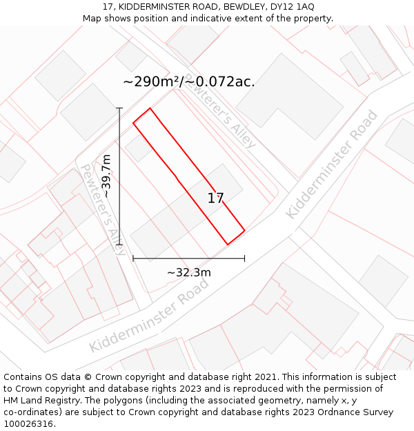 17, KIDDERMINSTER ROAD, BEWDLEY, DY12 1AQ: Plot and title map