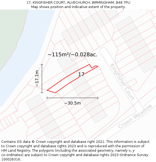 17, KINGFISHER COURT, ALVECHURCH, BIRMINGHAM, B48 7PU: Plot and title map