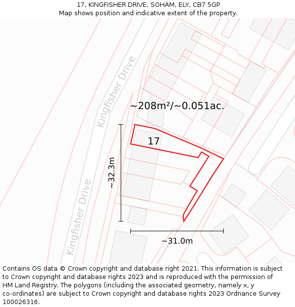 17, KINGFISHER DRIVE, SOHAM, ELY, CB7 5GP: Plot and title map
