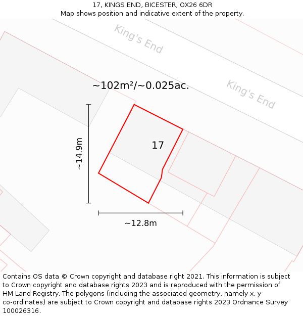 17, KINGS END, BICESTER, OX26 6DR: Plot and title map