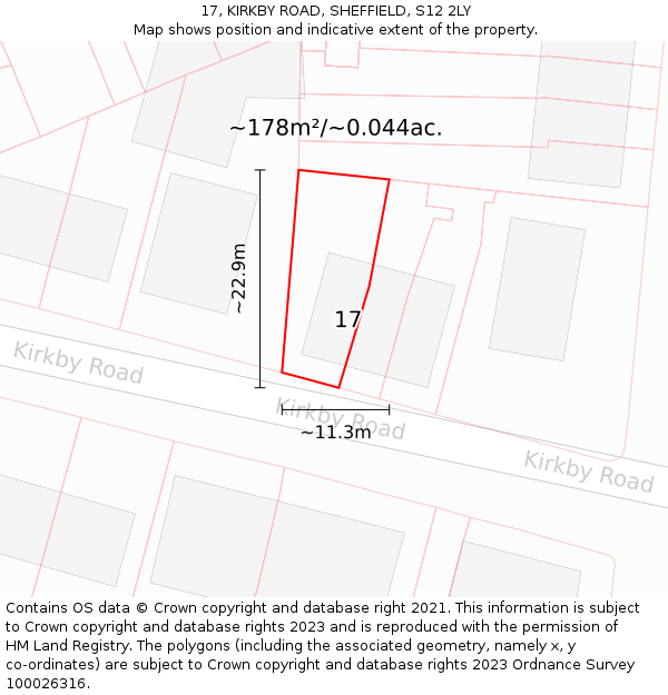 17, KIRKBY ROAD, SHEFFIELD, S12 2LY: Plot and title map