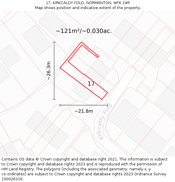 17, KIRKCALDY FOLD, NORMANTON, WF6 1WP: Plot and title map
