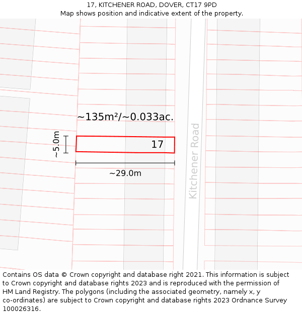 17, KITCHENER ROAD, DOVER, CT17 9PD: Plot and title map