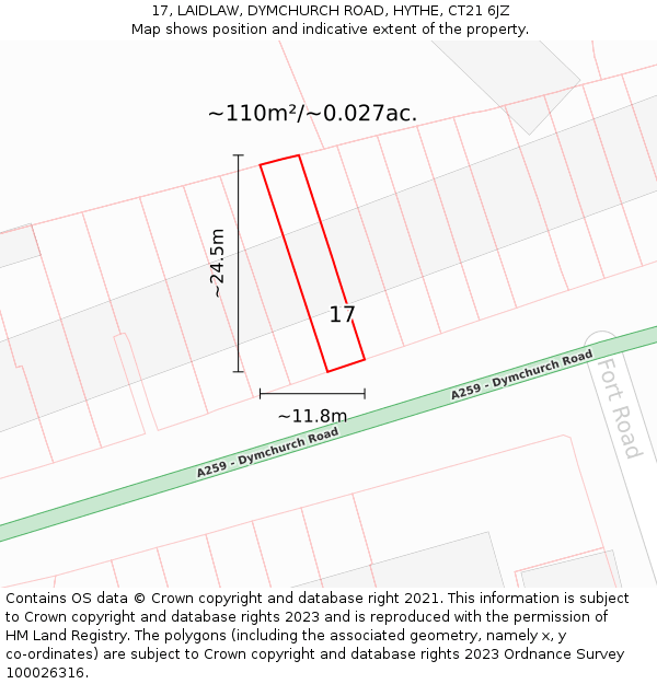 17, LAIDLAW, DYMCHURCH ROAD, HYTHE, CT21 6JZ: Plot and title map