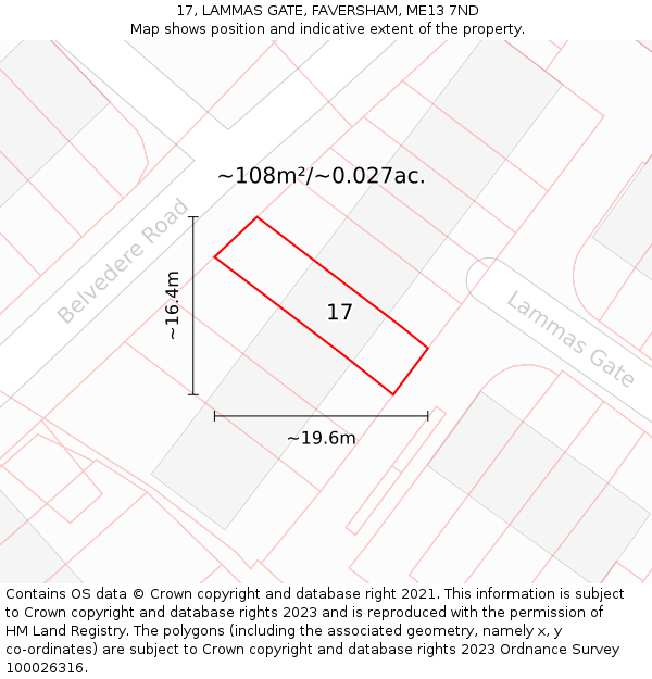 17, LAMMAS GATE, FAVERSHAM, ME13 7ND: Plot and title map
