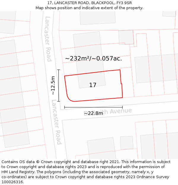 17, LANCASTER ROAD, BLACKPOOL, FY3 9SR: Plot and title map