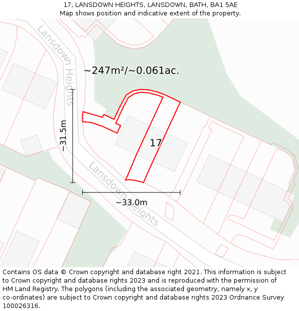 17, LANSDOWN HEIGHTS, LANSDOWN, BATH, BA1 5AE: Plot and title map