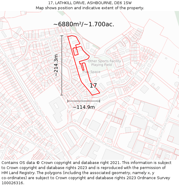 17, LATHKILL DRIVE, ASHBOURNE, DE6 1SW: Plot and title map