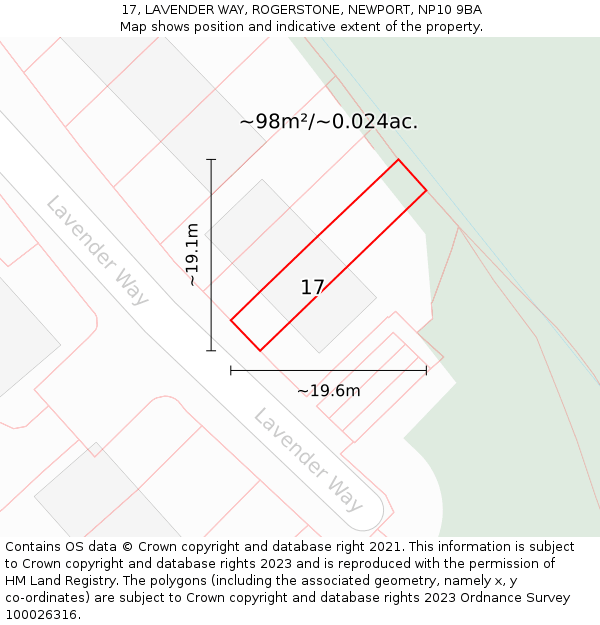 17, LAVENDER WAY, ROGERSTONE, NEWPORT, NP10 9BA: Plot and title map