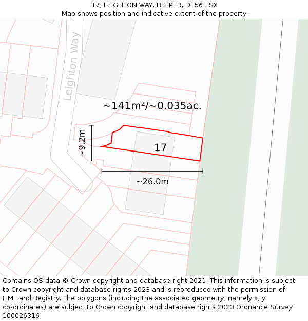 17, LEIGHTON WAY, BELPER, DE56 1SX: Plot and title map