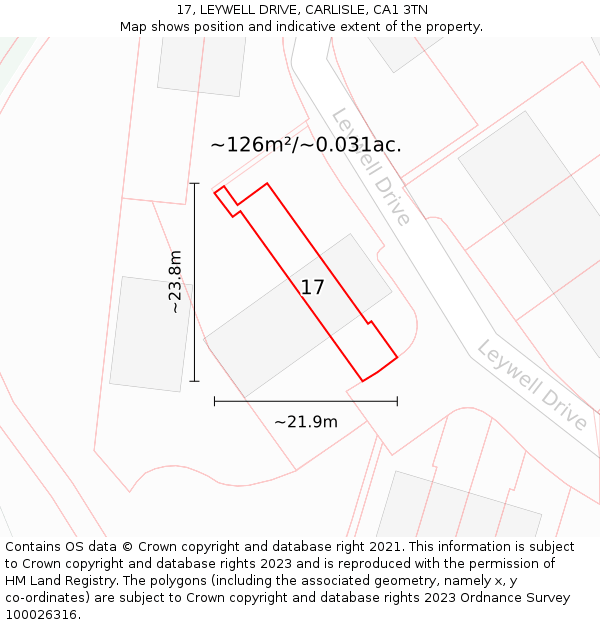 17, LEYWELL DRIVE, CARLISLE, CA1 3TN: Plot and title map