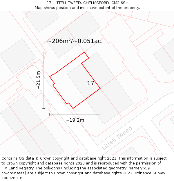 17, LITTELL TWEED, CHELMSFORD, CM2 6SH: Plot and title map